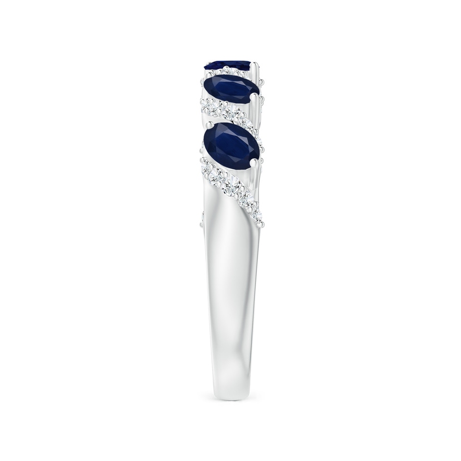 4x3mm A Five Stone Oval Sapphire Swirl Ring with Diamonds in White Gold side 2