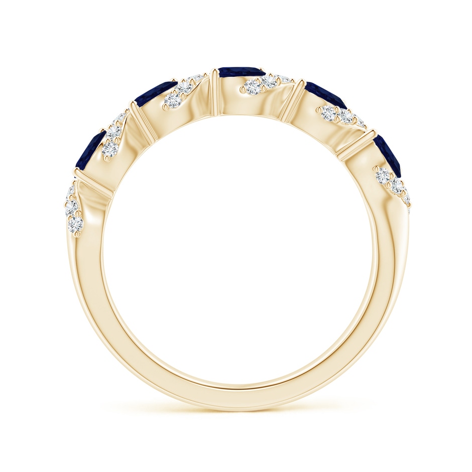 4x3mm A Five Stone Oval Sapphire Swirl Ring with Diamonds in Yellow Gold side 1