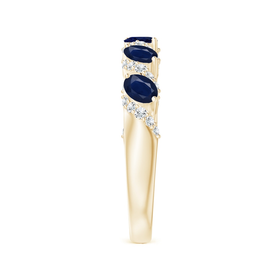 4x3mm A Five Stone Oval Sapphire Swirl Ring with Diamonds in Yellow Gold side 2