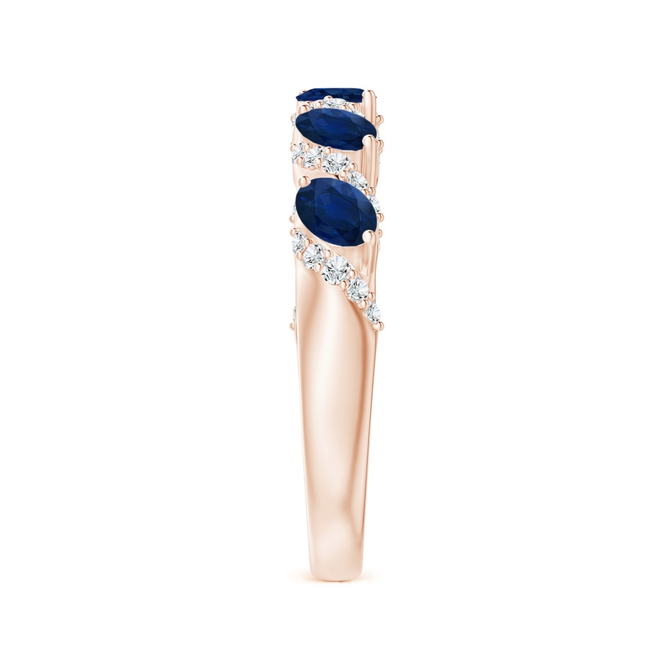 4x3mm AA Five Stone Oval Sapphire Swirl Ring with Diamonds in Rose Gold side 2