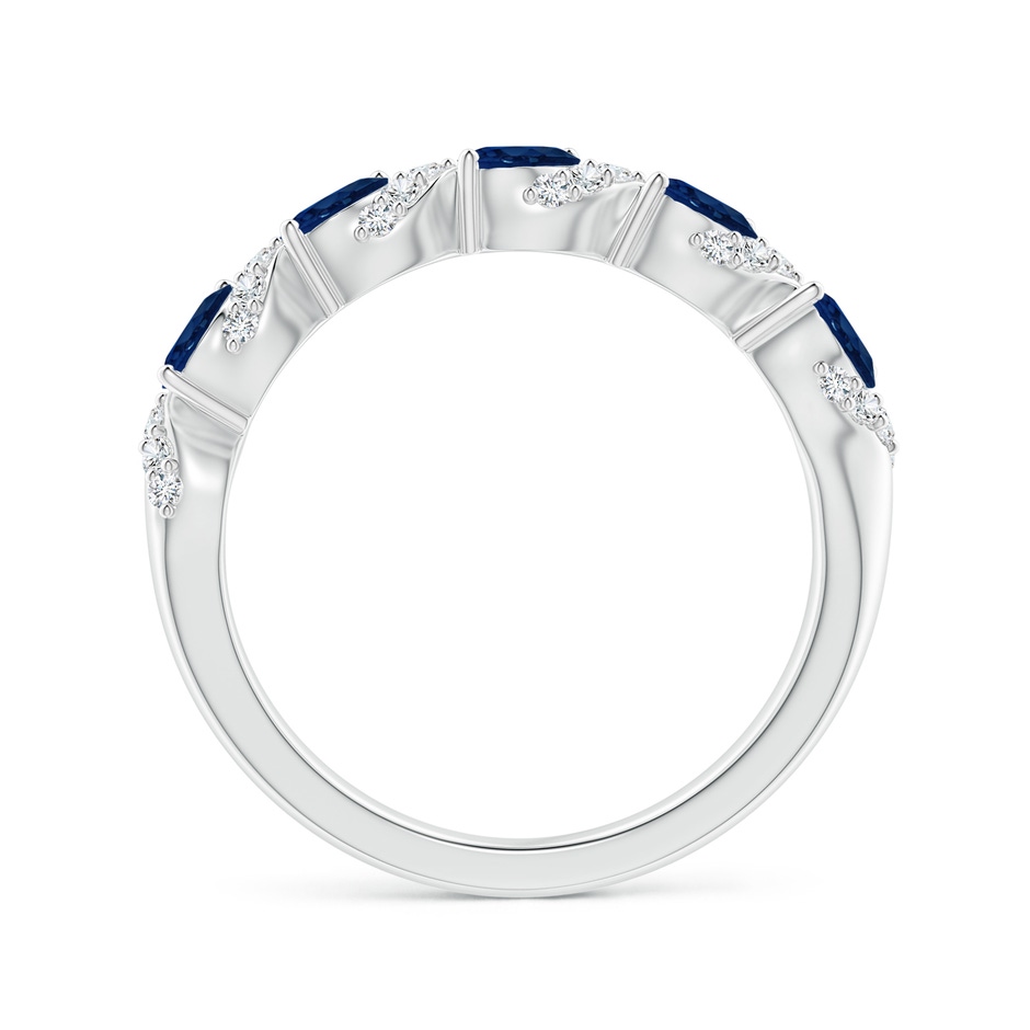 4x3mm AA Five Stone Oval Sapphire Swirl Ring with Diamonds in White Gold side 1