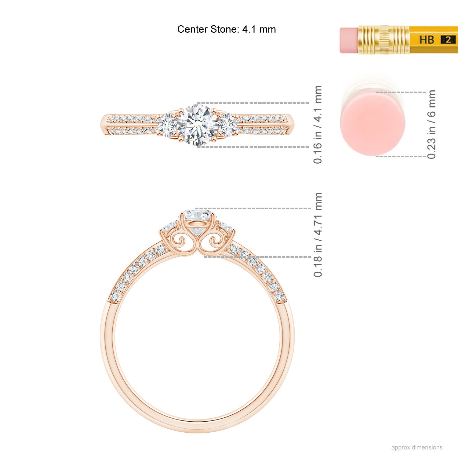 F-G, VS / 0.49 CT / 14 KT Rose Gold