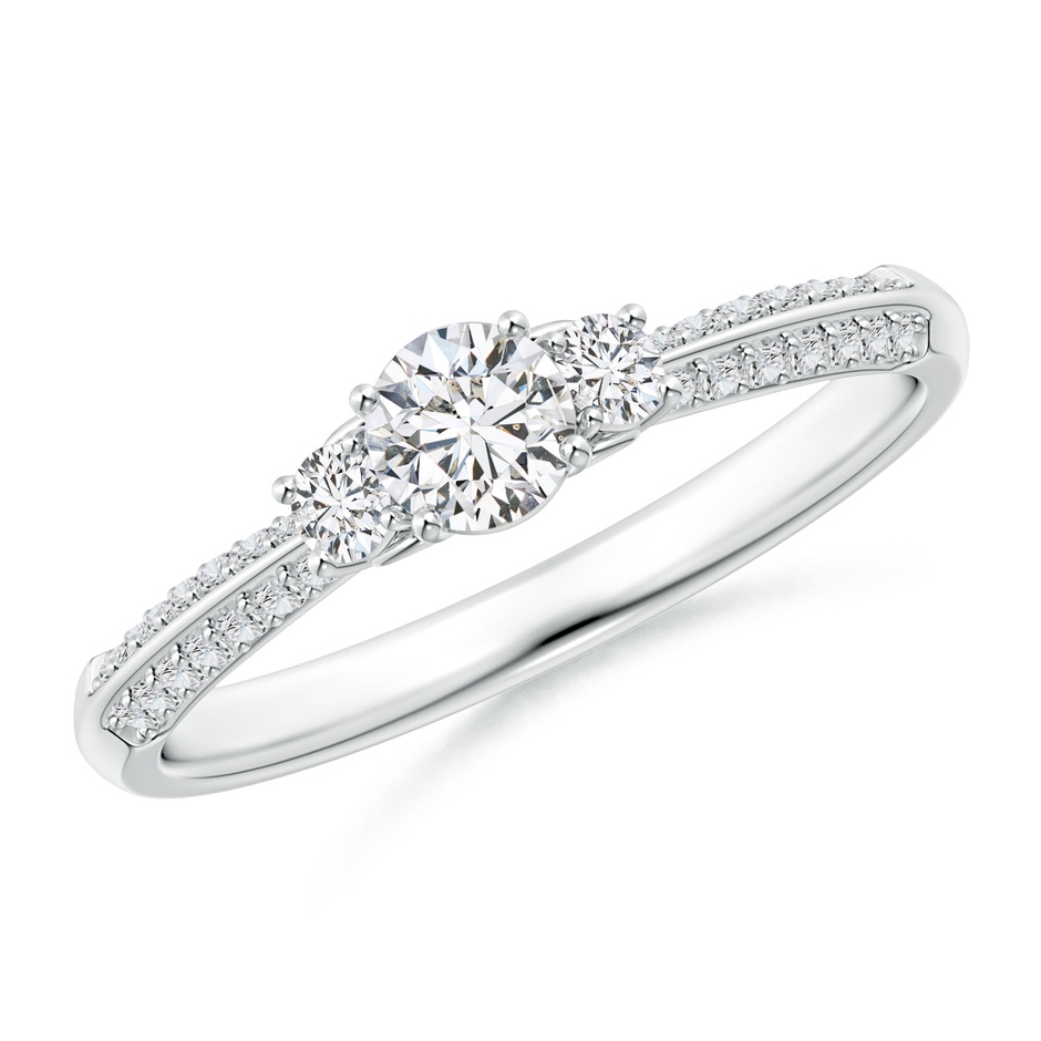 4.1mm HSI2 Three Stone Diamond Ring with Knife-Edge Shank in White Gold 