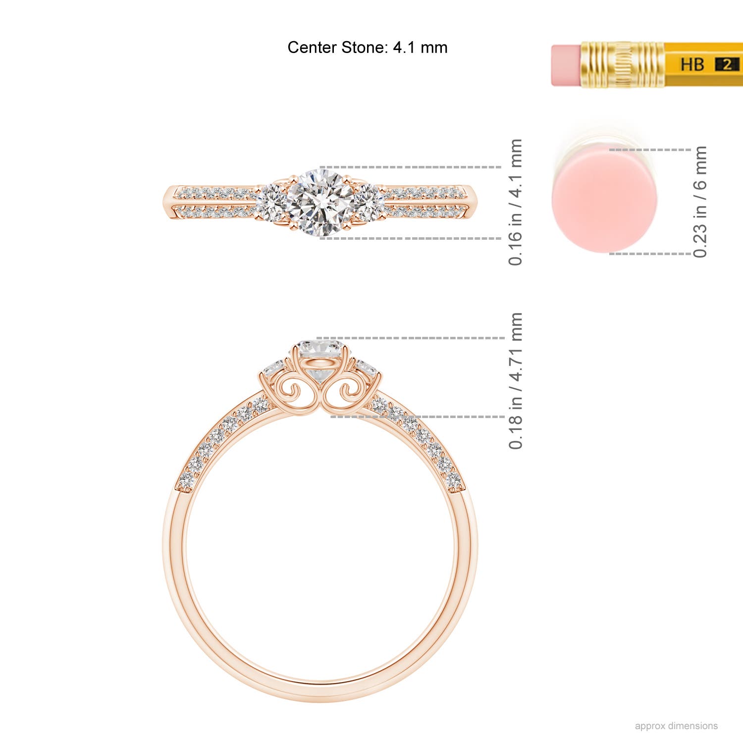 I-J, I1-I2 / 0.49 CT / 14 KT Rose Gold