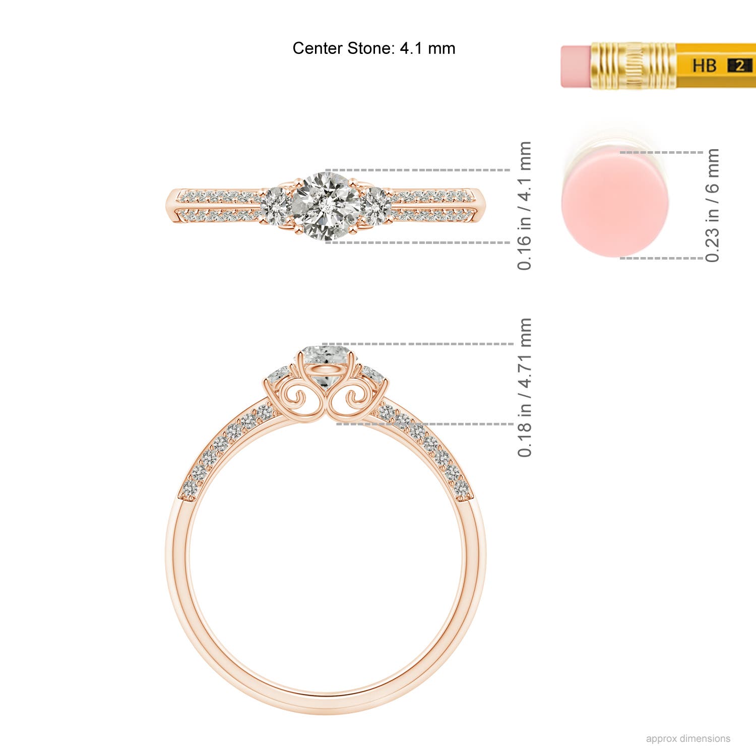 K, I3 / 0.49 CT / 14 KT Rose Gold