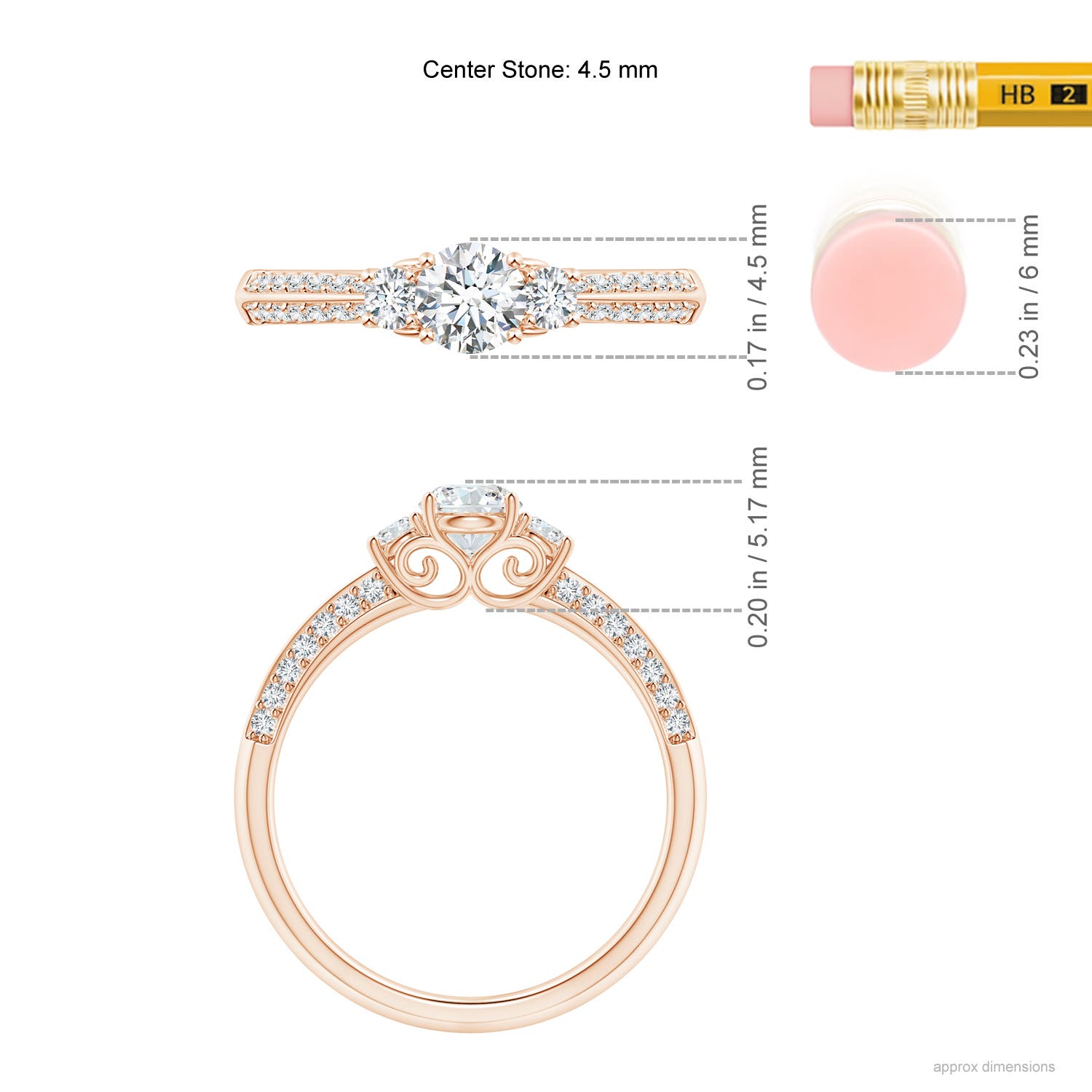 F-G, VS / 0.66 CT / 14 KT Rose Gold