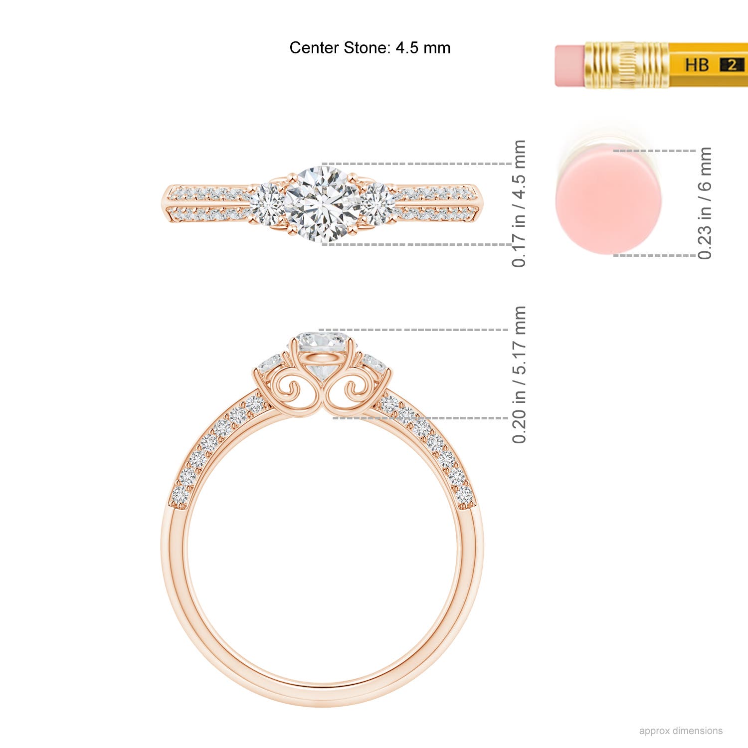 H, SI2 / 0.66 CT / 14 KT Rose Gold