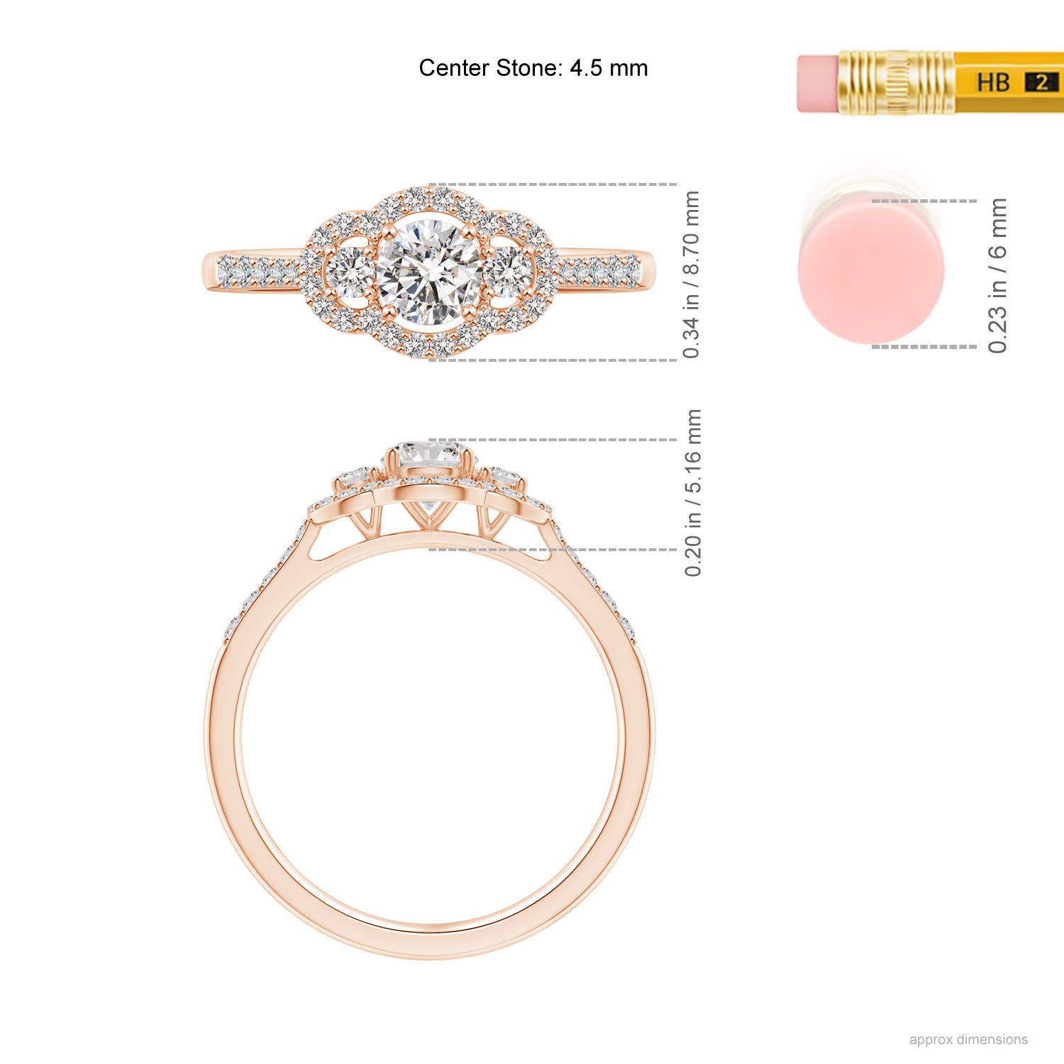 I-J, I1-I2 / 0.68 CT / 14 KT Rose Gold