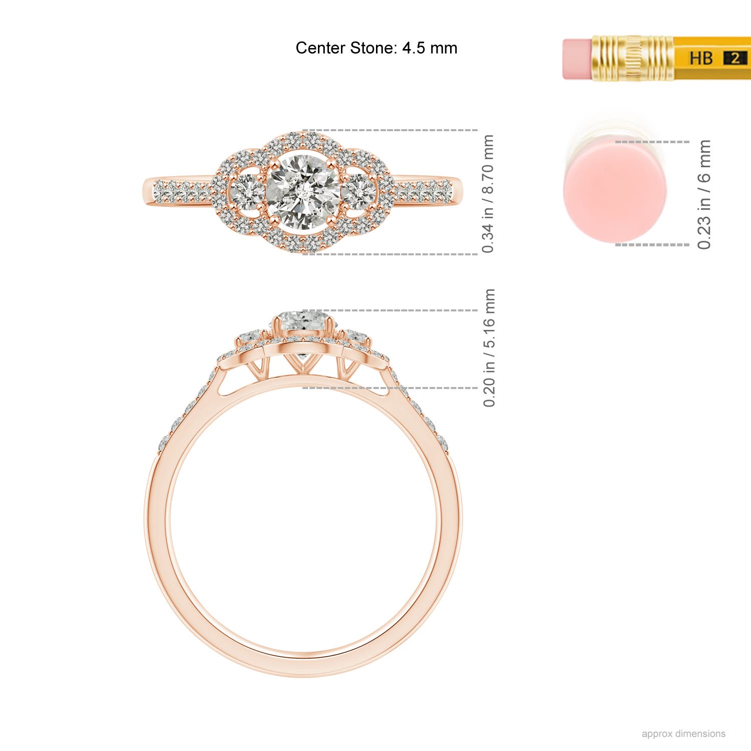 K, I3 / 0.68 CT / 14 KT Rose Gold