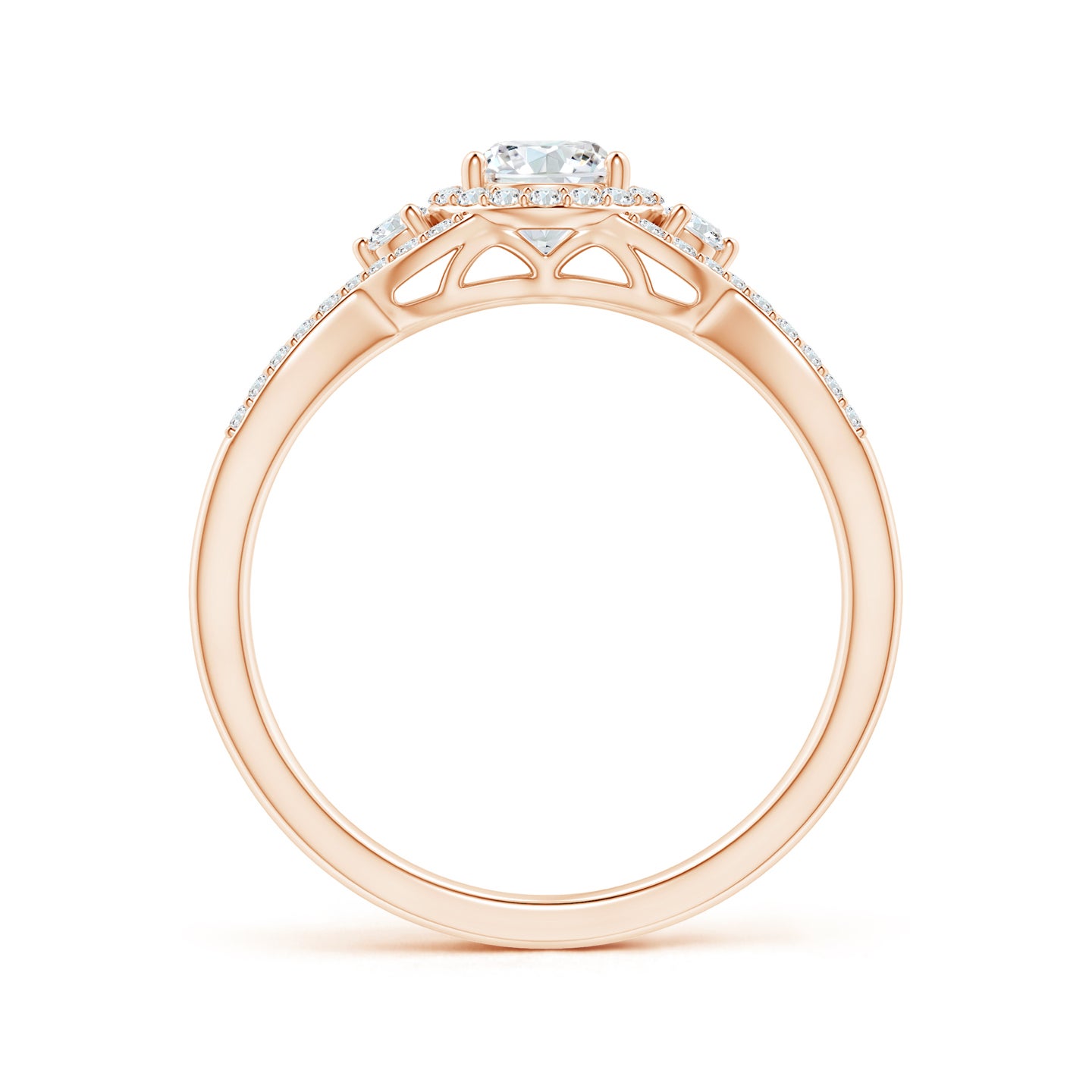 Natural Diamond Halo Ring with Open Split Shank