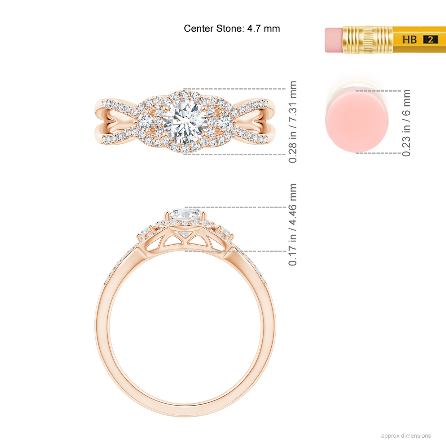 Natural Diamond Halo Ring with Open Split Shank