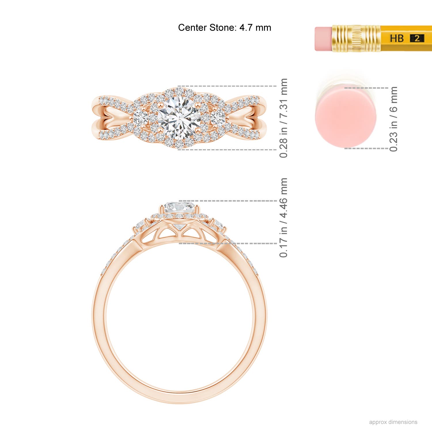 H, SI2 / 0.65 CT / 14 KT Rose Gold