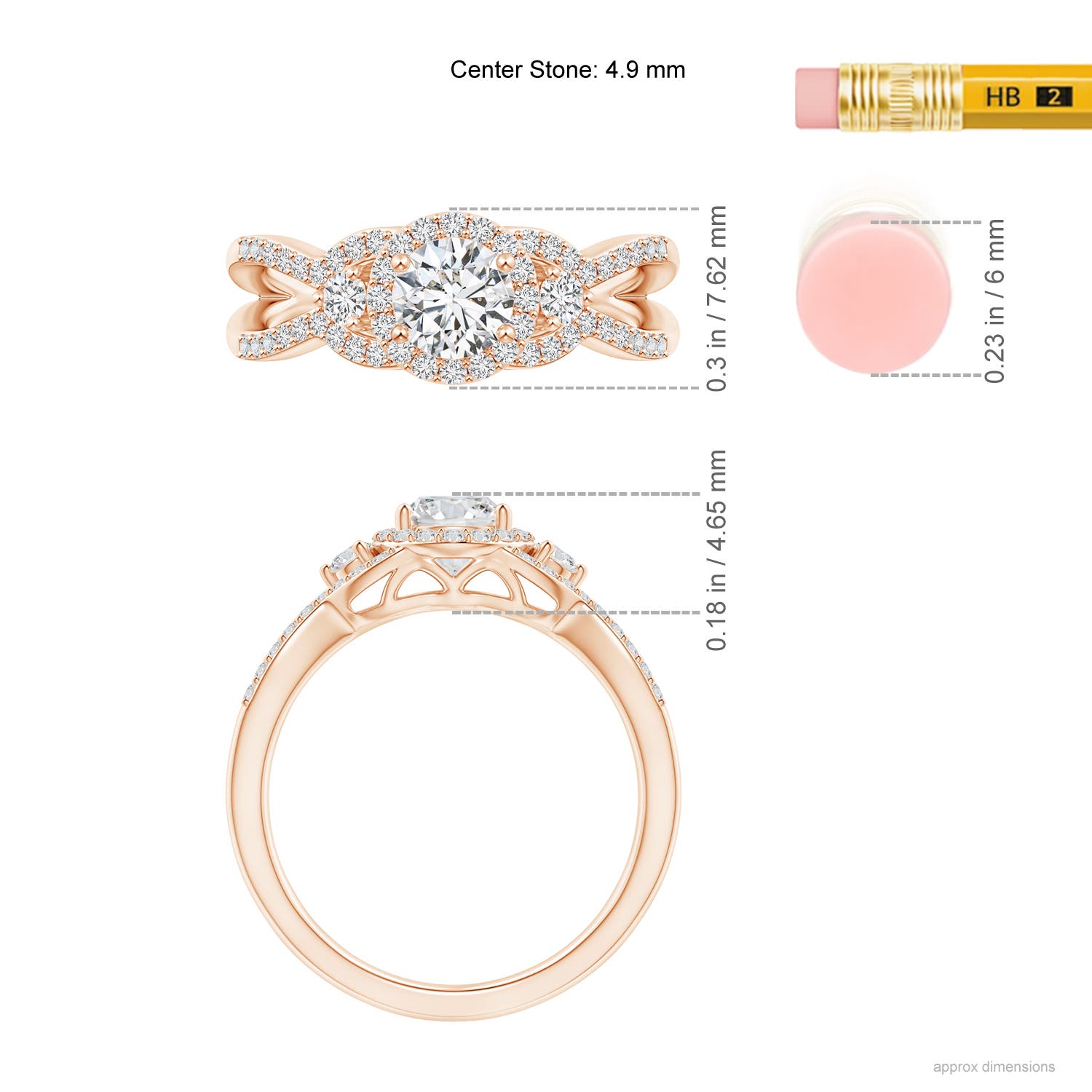 H, SI2 / 0.78 CT / 14 KT Rose Gold