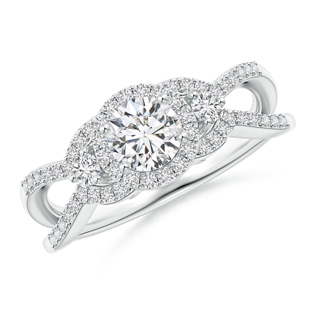4.9mm HSI2 Diamond Halo Ring with Open Split Shank in White Gold
