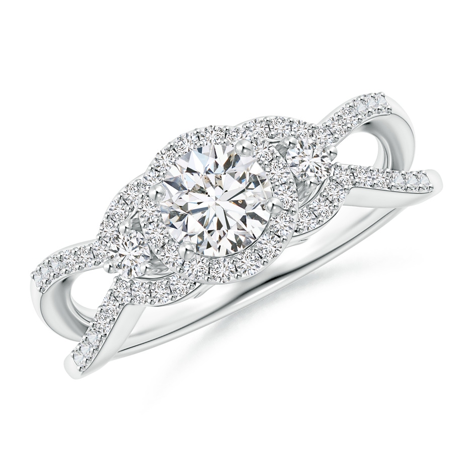 4.9mm HSI2 Diamond Halo Ring with Open Split Shank in White Gold 