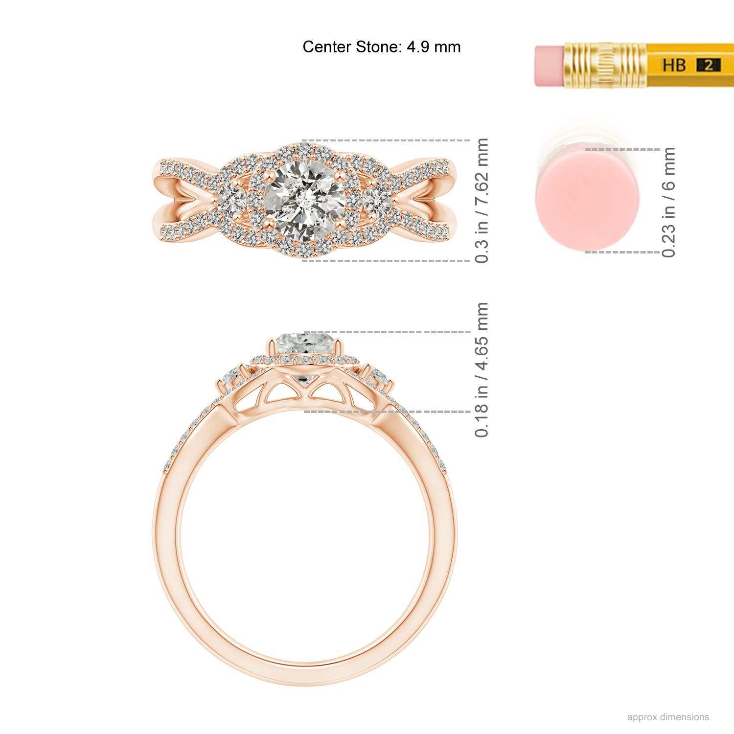 K, I3 / 0.78 CT / 14 KT Rose Gold