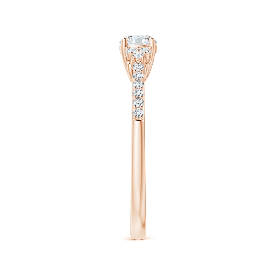 4.4mm GVS2 Round Diamond Cathedral Ring with Trio Accents in Rose Gold side-2
