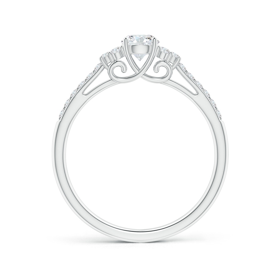 4.4mm GVS2 Round Diamond Cathedral Ring with Trio Accents in White Gold side-1