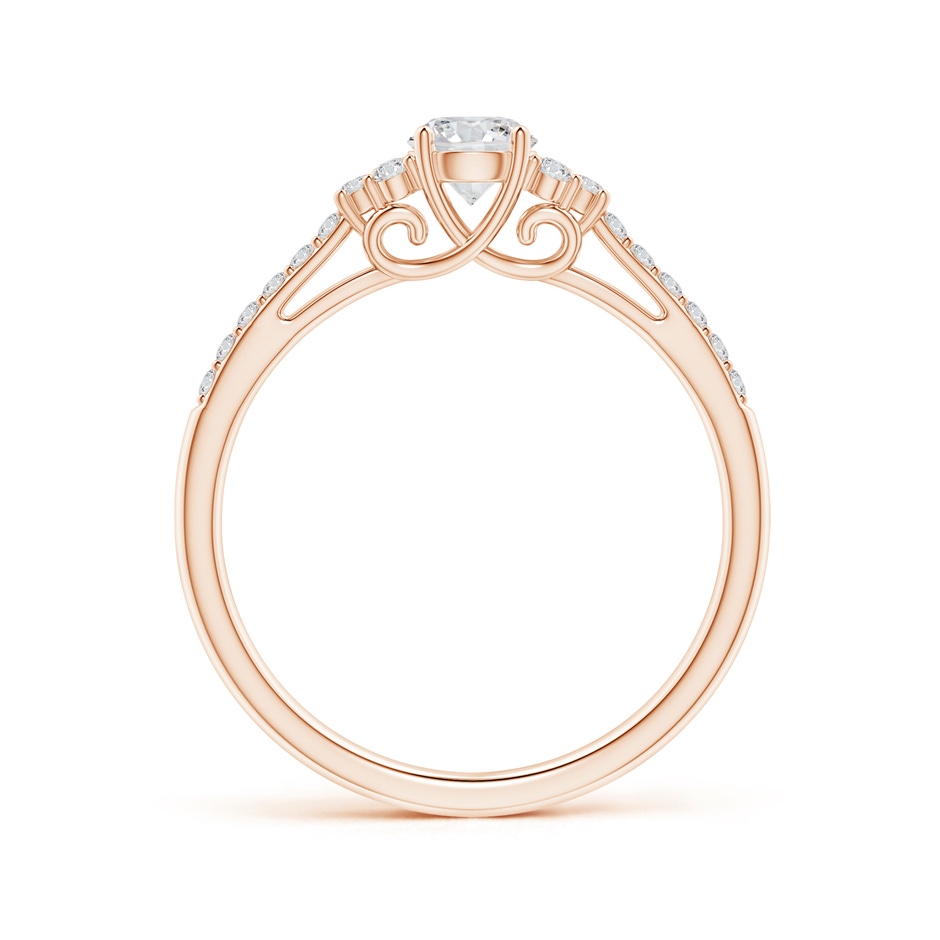 4.4mm HSI2 Round Diamond Cathedral Ring with Trio Accents in Rose Gold side-1