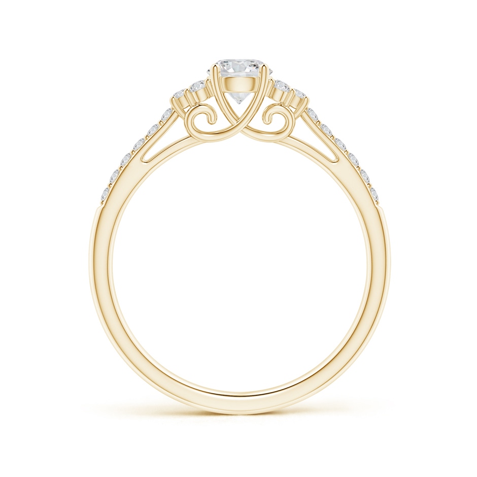 4.4mm HSI2 Round Diamond Cathedral Ring with Trio Accents in Yellow Gold side-1
