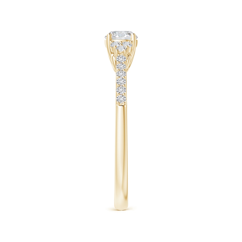 4.4mm HSI2 Round Diamond Cathedral Ring with Trio Accents in Yellow Gold side-2