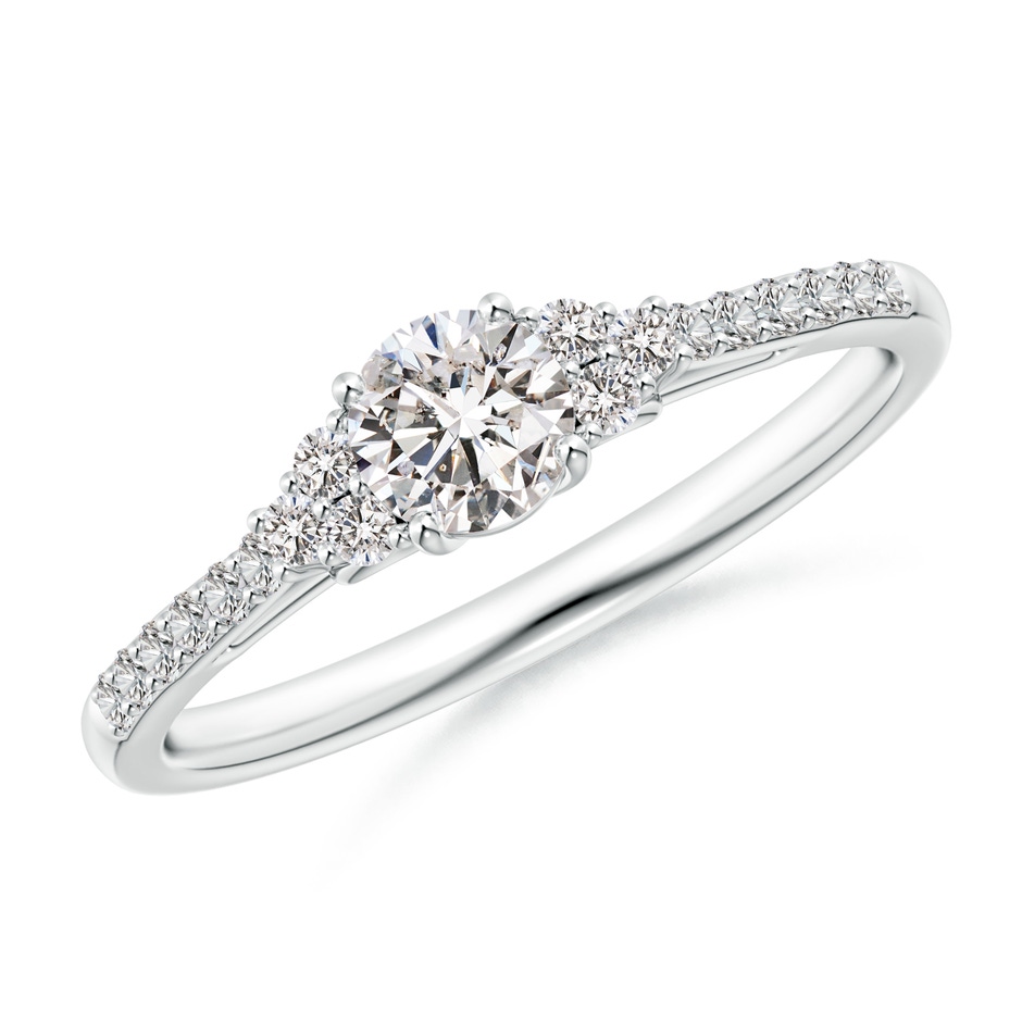 4.4mm IJI1I2 Round Diamond Cathedral Ring with Trio Accents in White Gold 