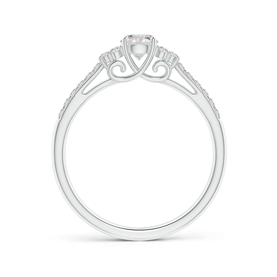 4.4mm IJI1I2 Round Diamond Cathedral Ring with Trio Accents in White Gold side-1