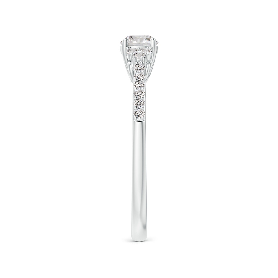 4.4mm IJI1I2 Round Diamond Cathedral Ring with Trio Accents in White Gold side-2