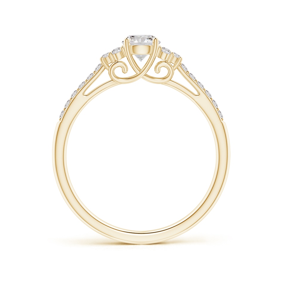 4.4mm IJI1I2 Round Diamond Cathedral Ring with Trio Accents in Yellow Gold side-1