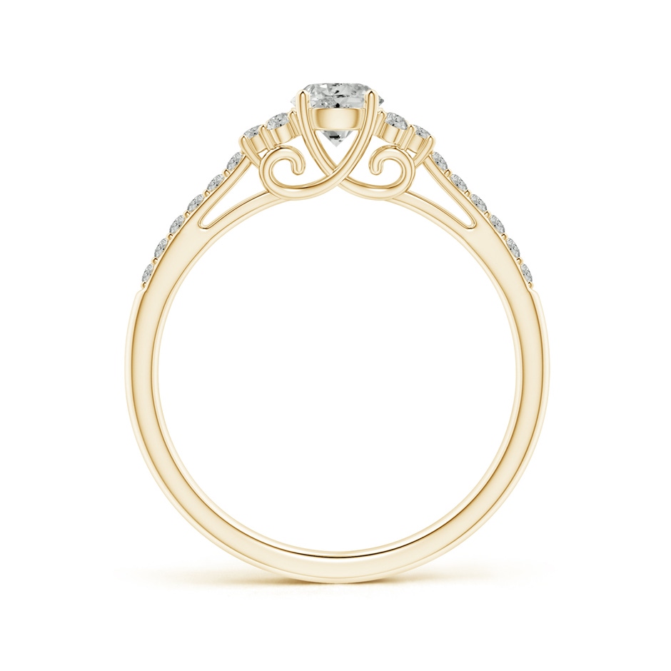 4.4mm KI3 Round Diamond Cathedral Ring with Trio Accents in 9K Yellow Gold side-1