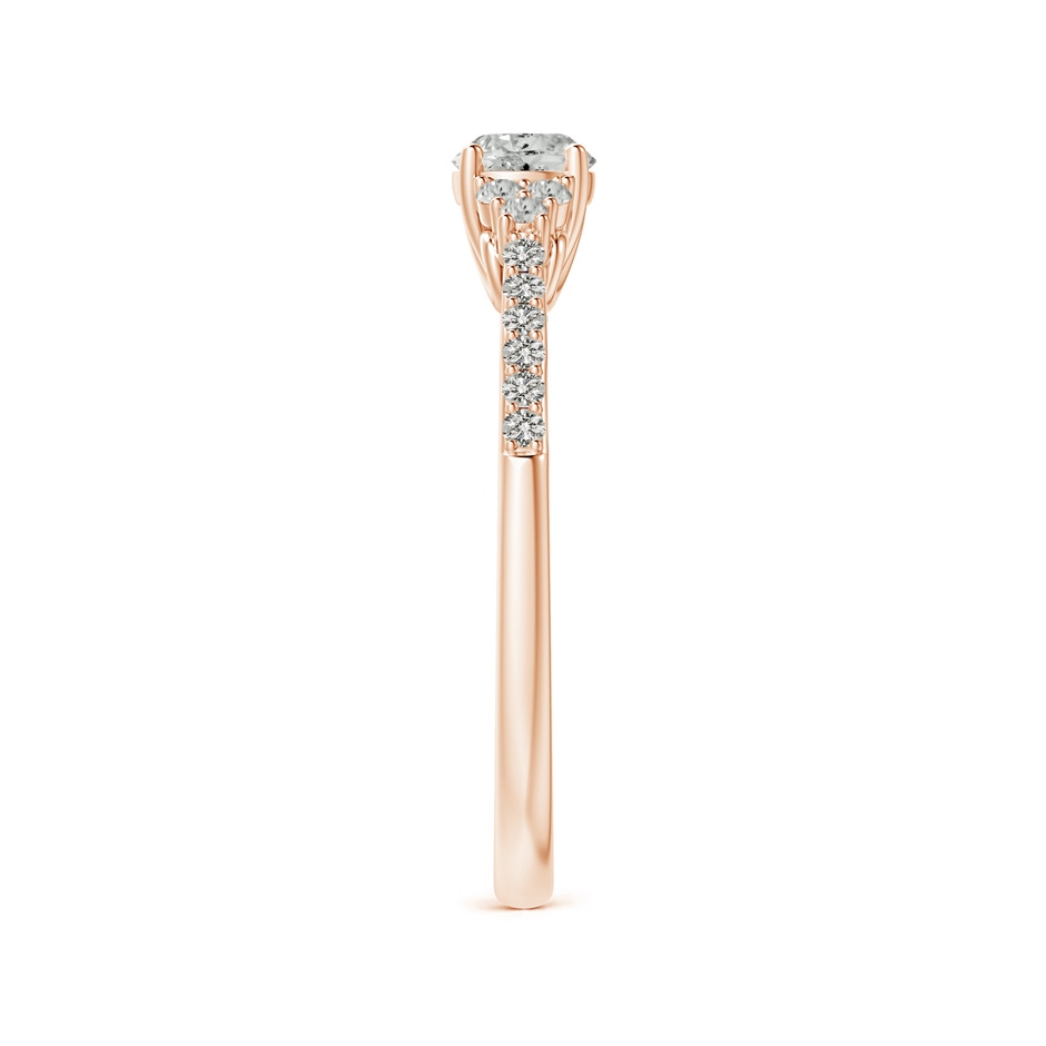 4.4mm KI3 Round Diamond Cathedral Ring with Trio Accents in Rose Gold side-2