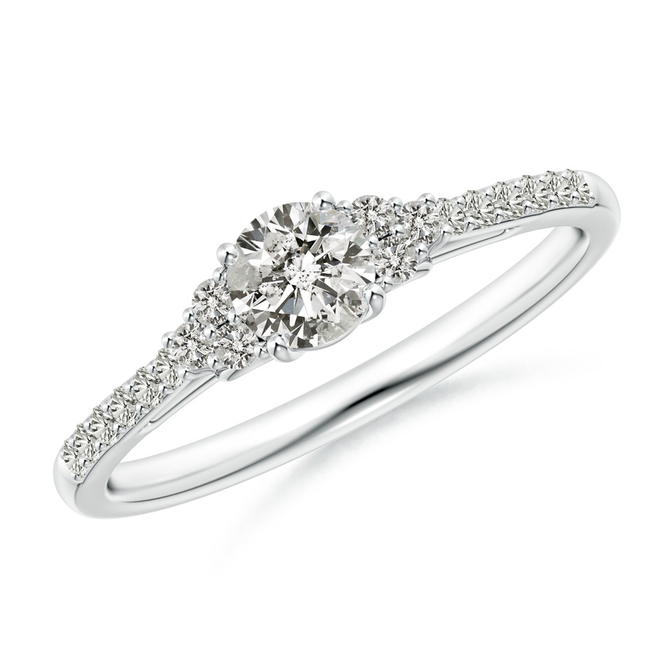4.4mm KI3 Round Diamond Cathedral Ring with Trio Accents in White Gold 