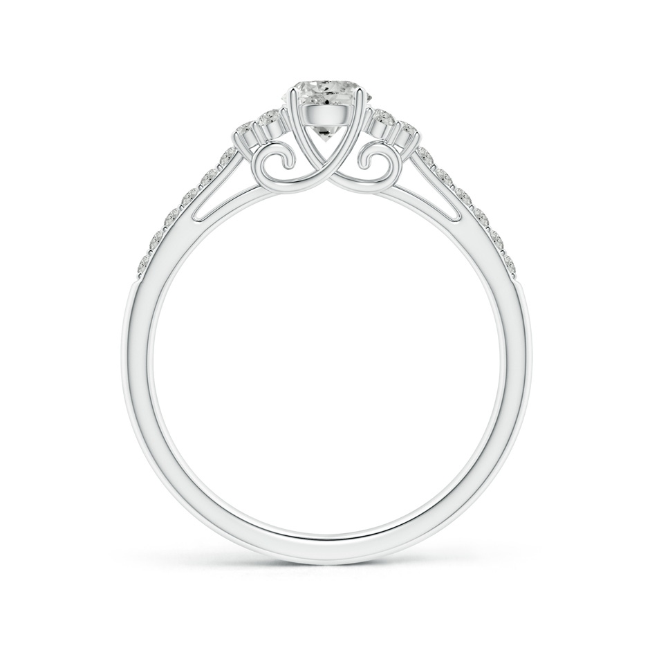 4.4mm KI3 Round Diamond Cathedral Ring with Trio Accents in White Gold side-1