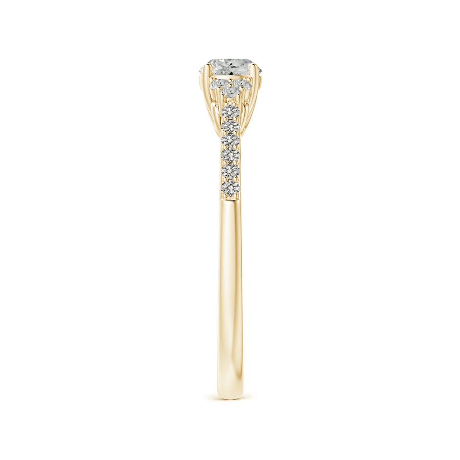 4.4mm KI3 Round Diamond Cathedral Ring with Trio Accents in Yellow Gold side-2