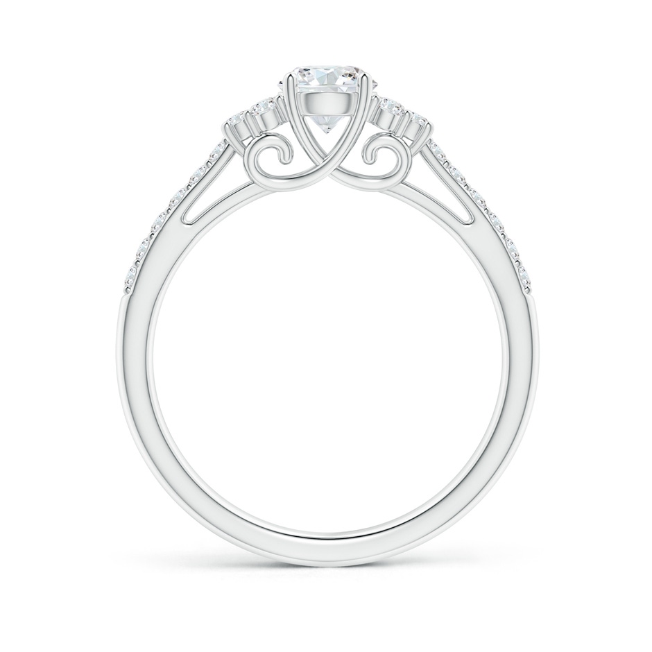 4.9mm GVS2 Round Diamond Cathedral Ring with Trio Accents in White Gold side-1