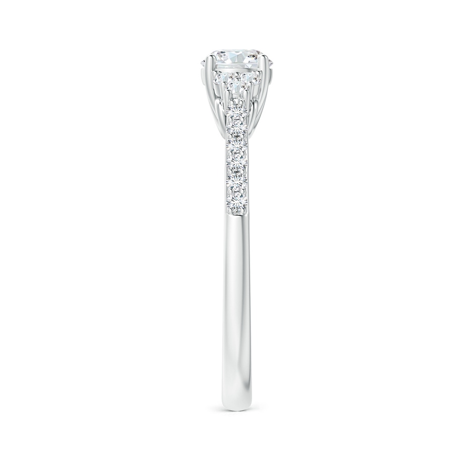 4.9mm GVS2 Round Diamond Cathedral Ring with Trio Accents in White Gold side-2
