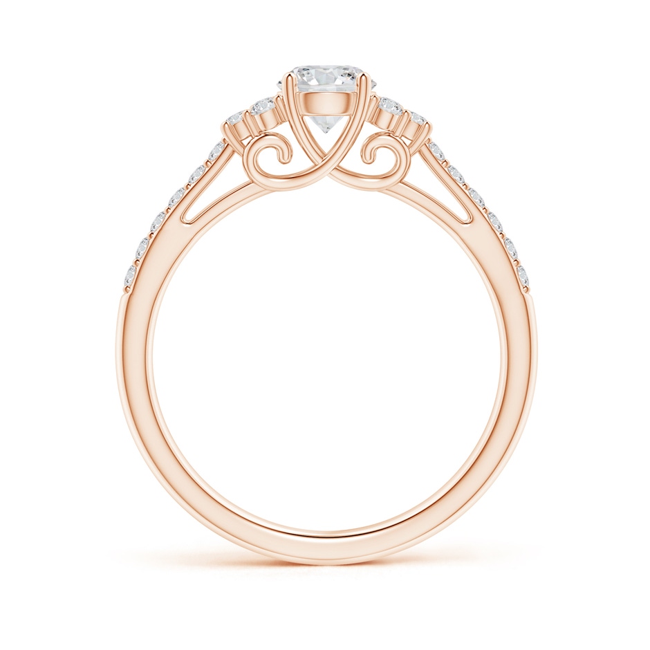 4.9mm HSI2 Round Diamond Cathedral Ring with Trio Accents in Rose Gold side-1