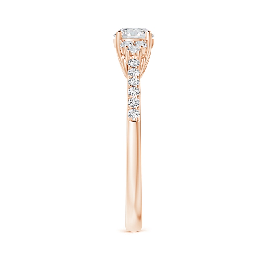 4.9mm HSI2 Round Diamond Cathedral Ring with Trio Accents in Rose Gold side-2