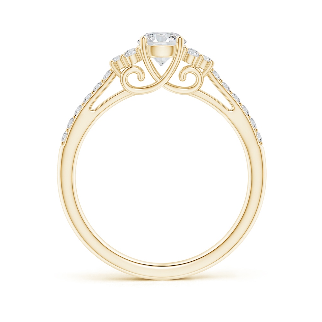 4.9mm HSI2 Round Diamond Cathedral Ring with Trio Accents in Yellow Gold Side-1