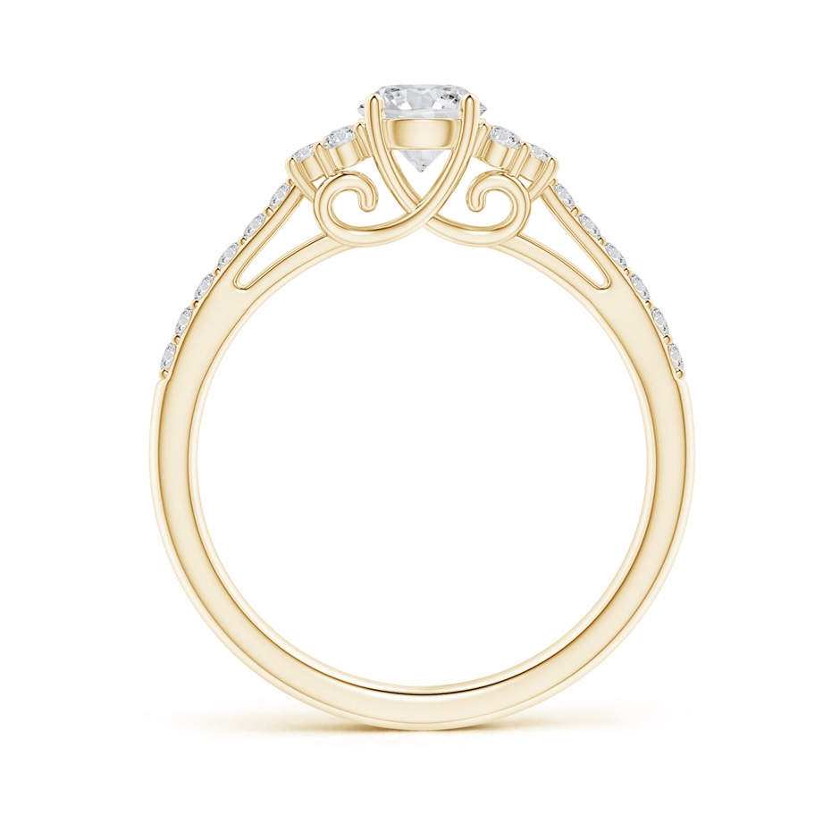 4.9mm HSI2 Round Diamond Cathedral Ring with Trio Accents in Yellow Gold side-1