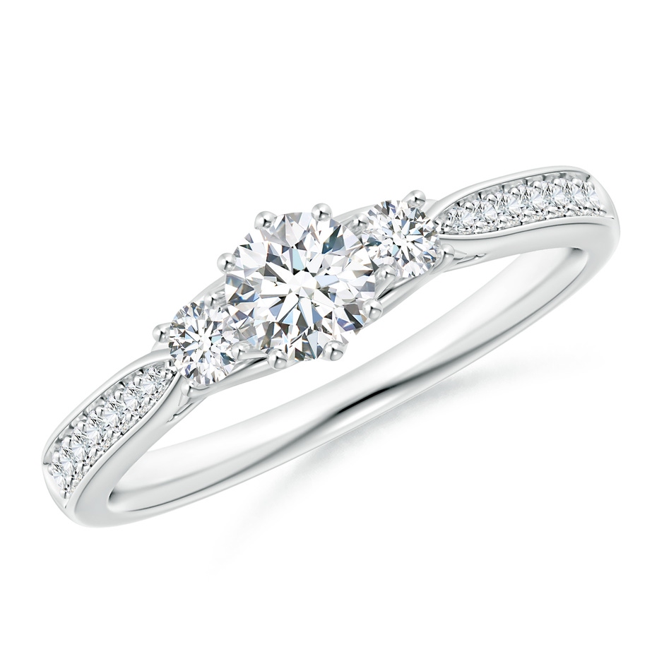 4.6mm GVS2 Prong-Set Round Diamond Three Stone Ring in White Gold 