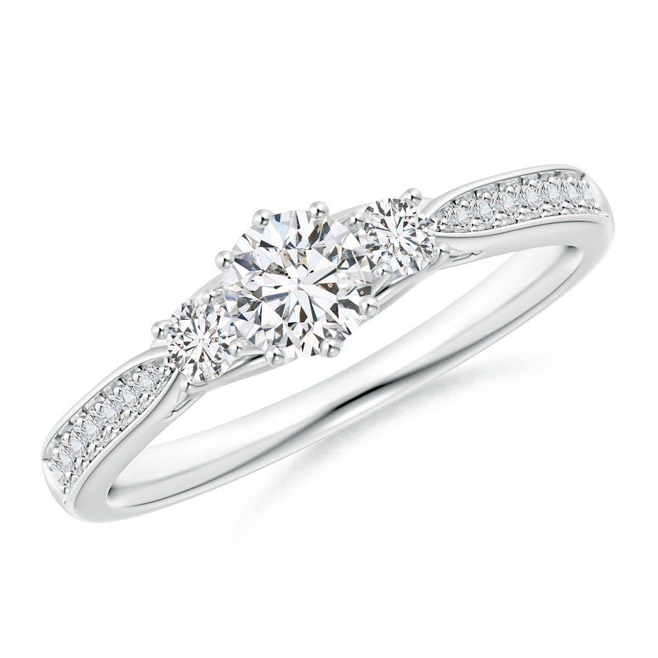 4.6mm HSI2 Prong-Set Round Diamond Three Stone Ring in 9K White Gold 