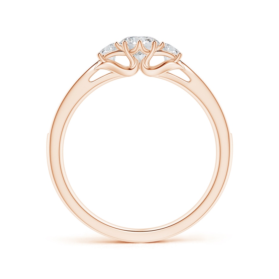 4.6mm HSI2 Prong-Set Round Diamond Three Stone Ring in Rose Gold side-1