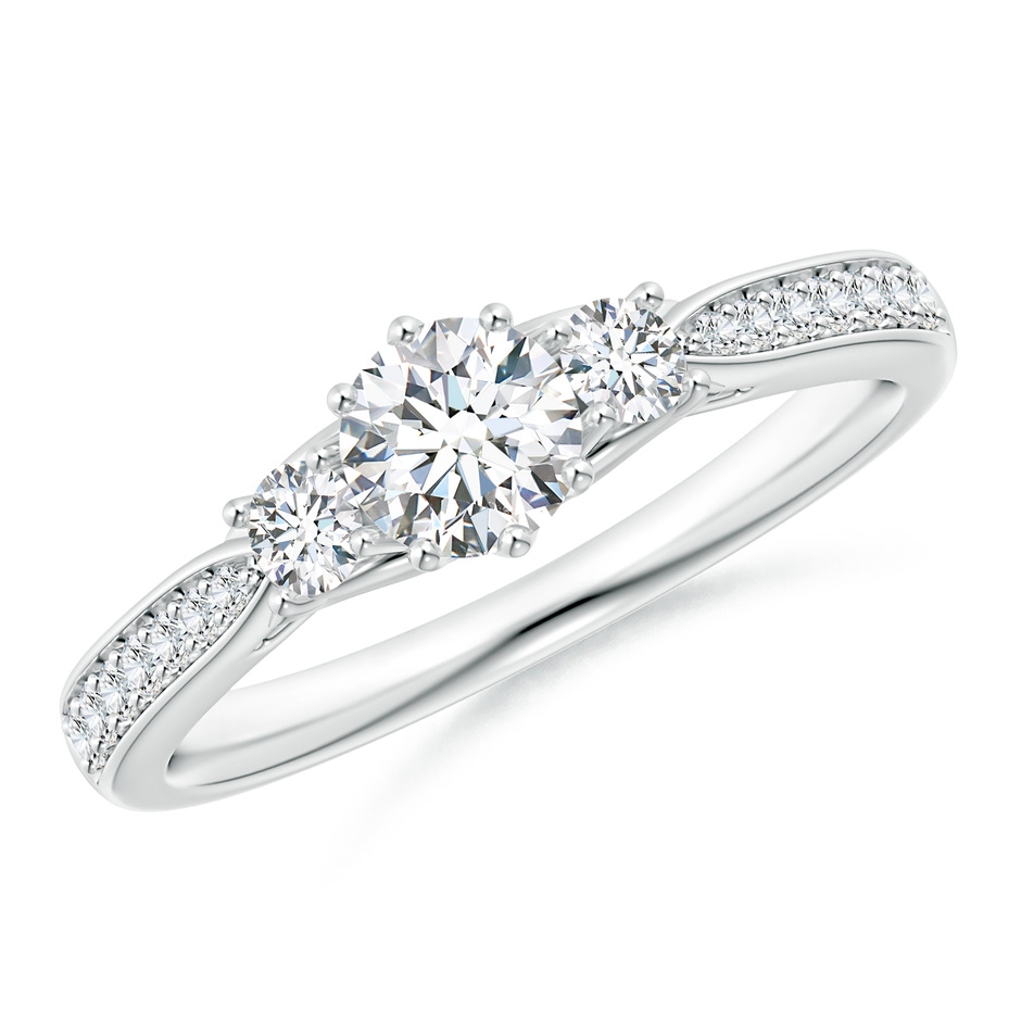 4.9mm GVS2 Prong-Set Round Diamond Three Stone Ring in White Gold 