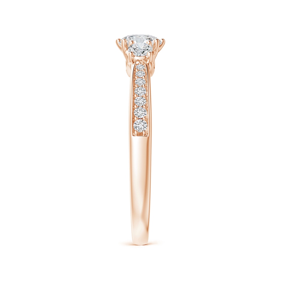 4.9mm HSI2 Prong-Set Round Diamond Three Stone Ring in Rose Gold side-2
