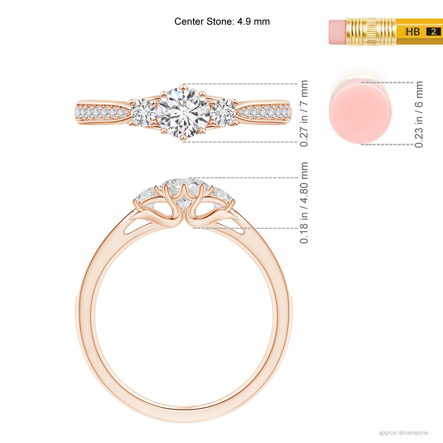 H, SI2 / 0.73 CT / 14 KT Rose Gold