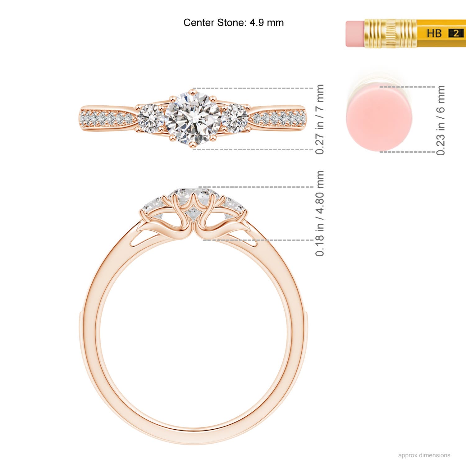 I-J, I1-I2 / 0.73 CT / 14 KT Rose Gold