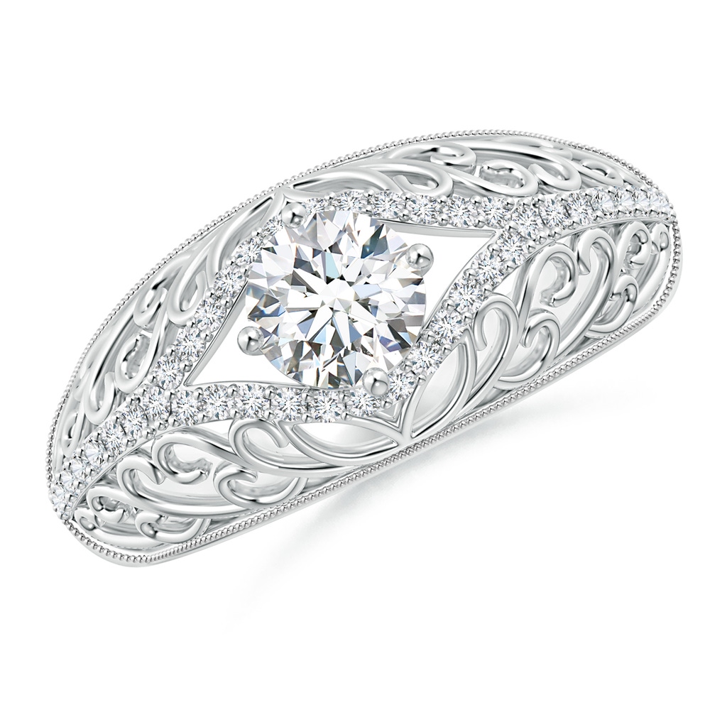 5.3mm GVS2 Vintage Inspired Diamond Filigree Engagement Ring in White Gold