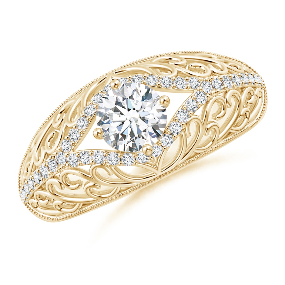 5.3mm GVS2 Vintage Inspired Diamond Filigree Engagement Ring in Yellow Gold 