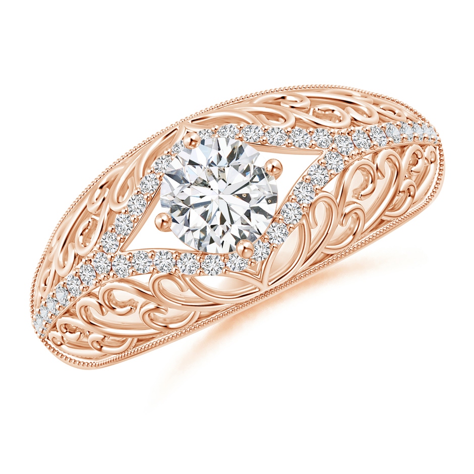 5.3mm HSI2 Vintage Inspired Diamond Filigree Engagement Ring in Rose Gold 